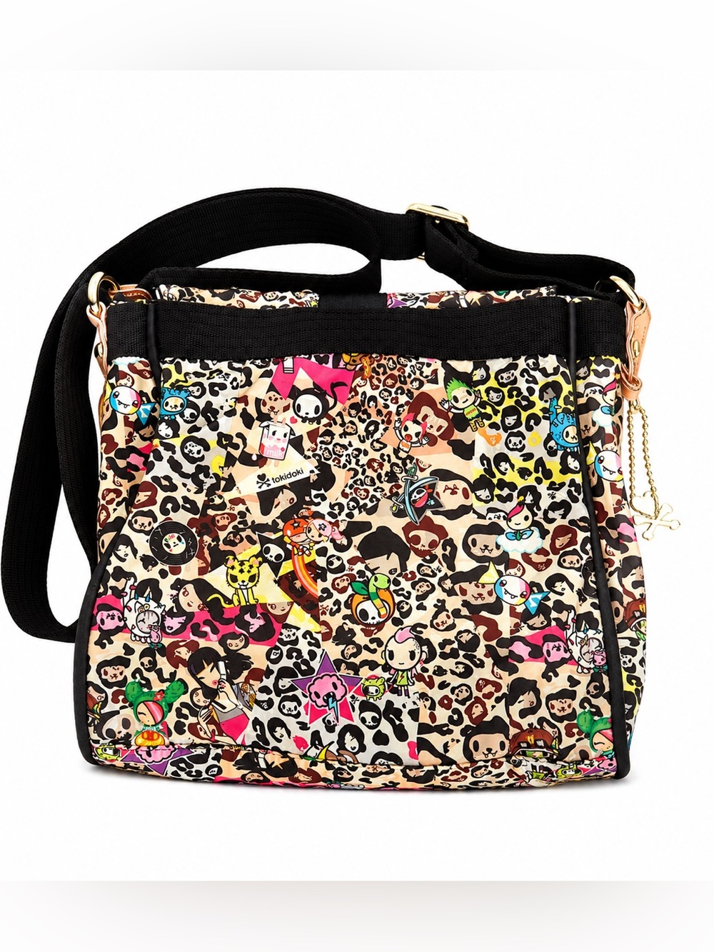 Tokidoki Multicolor Crossbody Messenger Bag Black Trim Gold Hardware - Picture 3 of 8